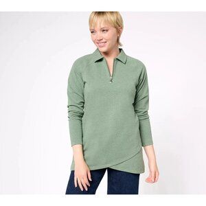 Sport savvy French Terry Quarter Zip Tulip Hem Tunic Heather Green 2XS A609790